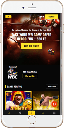 Fight Club Mobile Casino Lobby
